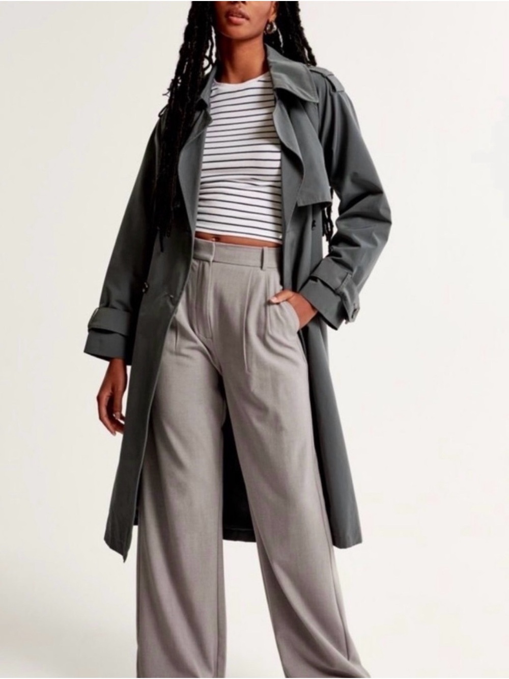 Abercrombie & Fitch Tailored Sloan tailor High-Waist Wide-Leg Pants - Gray